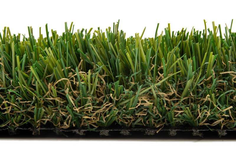 Sideview of green artificial grass